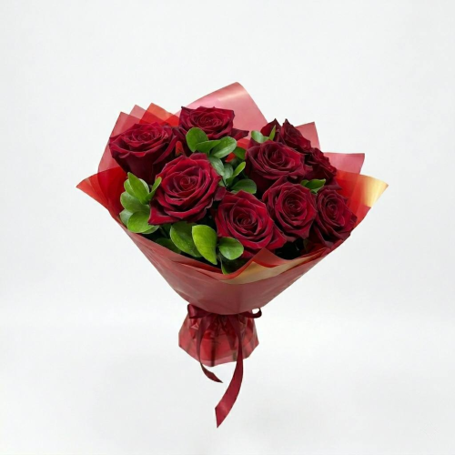 Букет с красными розами и рускусом Заозерный Красноярский край